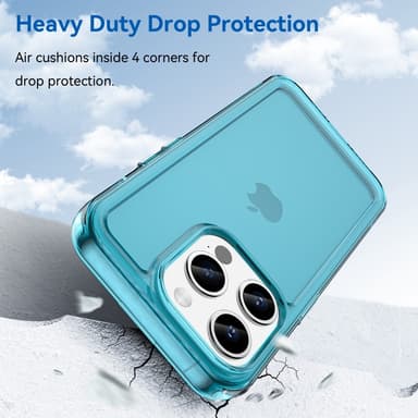SKALO iPhone 15 Pro Transparent TPU Metalknappar Skal - Turkos