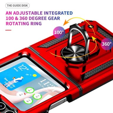 SKALO Samsung Z Flip5 Armor Hybrid Metallring skal - Röd
