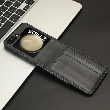 SKALO Samsung Z Flip5 PU-Läder Korthållare Skal - Svart