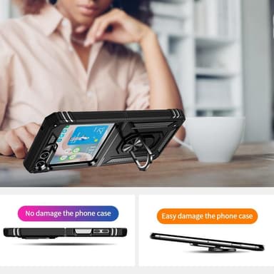 SKALO Samsung Z Flip5 Armor Hybrid Metallring skal - Svart