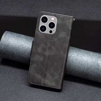 SKALO iPhone 15 Pro Max Plånboksfodral i PU-Läder - Svart