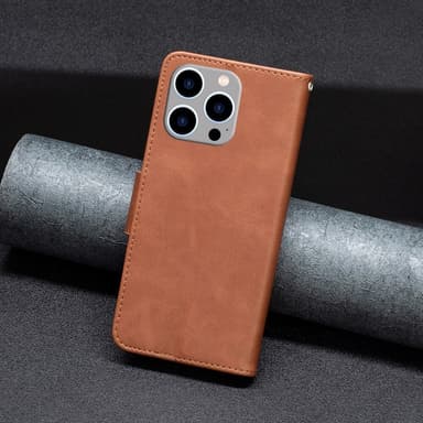 SKALO iPhone 15 Pro Max Plånboksfodral i PU-Läder - Brun