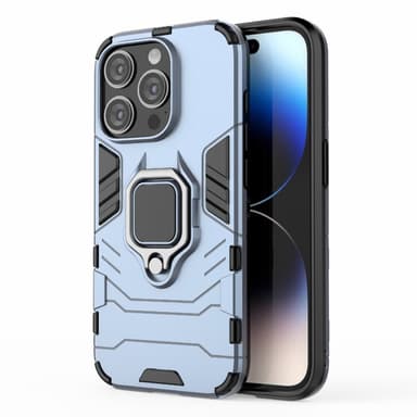 SKALO iPhone 15 Pro Max Armor Hybrid Metallring skal - Blå