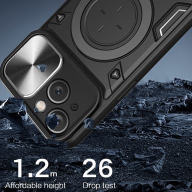 SKALO iPhone 15 Armor Hybrid Magnetring Kameraslider - Röd