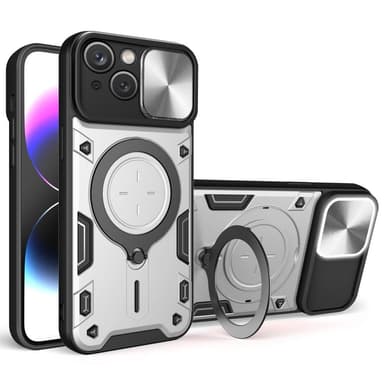 SKALO iPhone 15 Armor Hybrid Magnetring Kameraslider - Silver