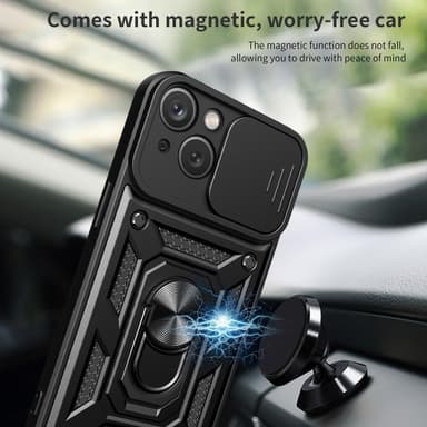 SKALO iPhone 15 Armor Hybrid Metallring Kameraslider - Blå