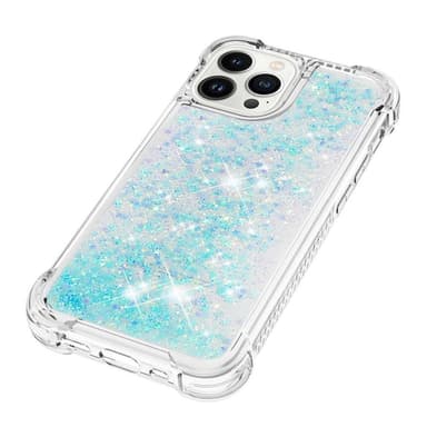 SKALO iPhone 15 Pro Kvicksand Glitter Hjärtan TPU-skal - Turkos