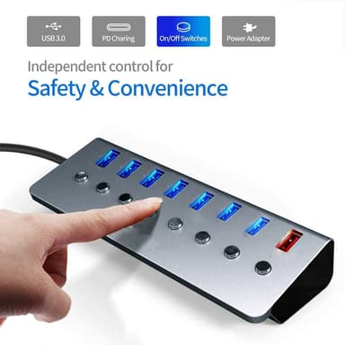USB splitter USB 3.0-hubb 5Gbps 8-portars individuella LED på/av-bryta