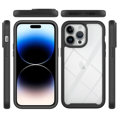 SKALO iPhone 15 Pro Max Shockproof Clear Hybrid Skal + Skärmskydd - Svart