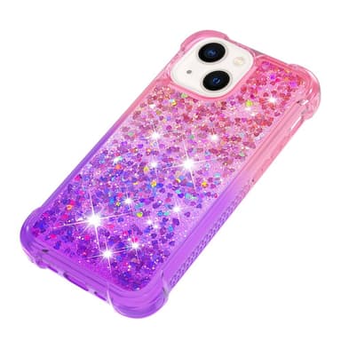 SKALO iPhone 15 Plus Kvicksand Glitter Hjärtan TPU-skal - Rosa-Lila