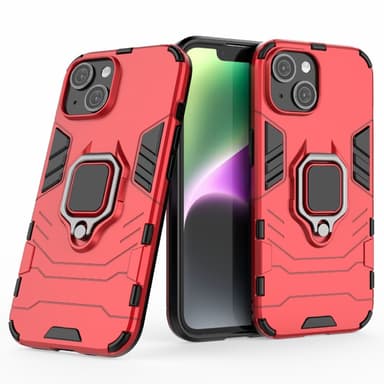 SKALO iPhone 15 Armor Hybrid Metallring skal - Röd