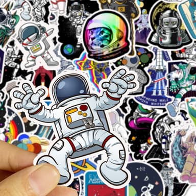 Klistermärken Tecknad Astronaut Space Station 50-pack Flerfärgad