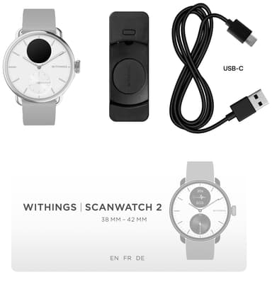 Withings ScanWatch 2 hybrid smartklocka 38 mm (vit)