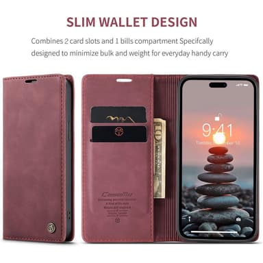 CASEME Plånboksfodral iPhone 15 Pro Max - Röd
