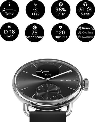 Withings ScanWatch 2 hybrid smartklocka 38 mm (svart)
