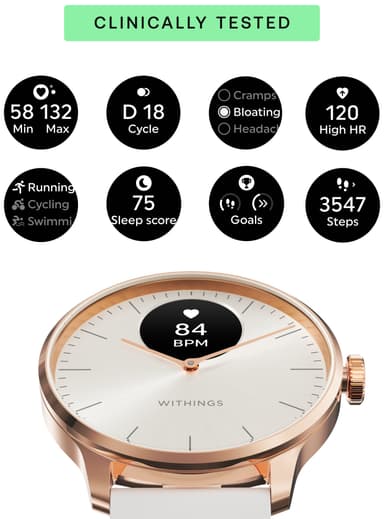 Withings ScanWatch Light hybrid smartklocka 37 mm (roséguld)