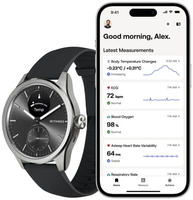 Withings ScanWatch 2 hybrid smartklocka 42 mm (svart)
