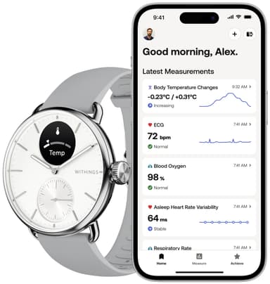 Withings ScanWatch 2 hybrid smartklocka 38 mm (vit)
