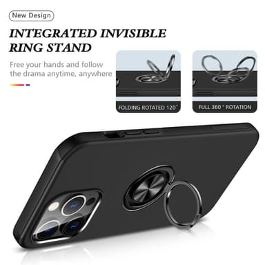 Till iPhone 15 Pro Max Hybrid skal med Finger Ring - Svart