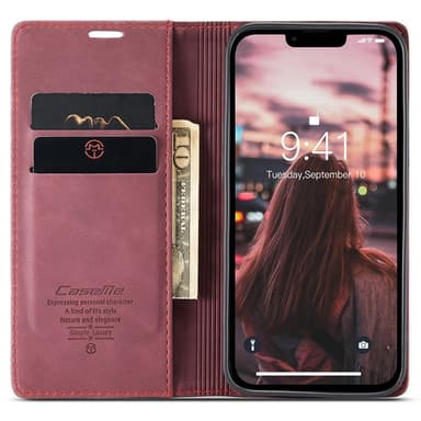 CASEME Plånboksfodral iPhone 15 Plus - Röd