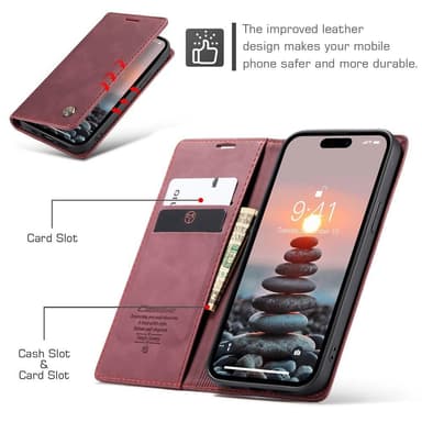 CASEME Plånboksfodral iPhone 15 Pro - Röd