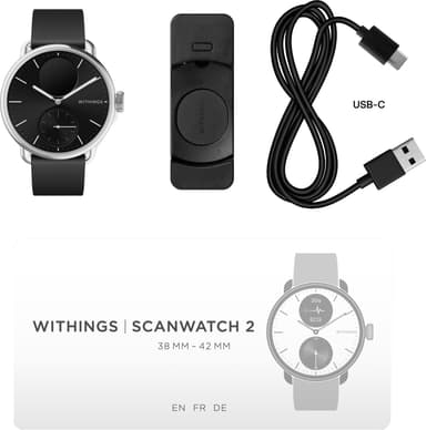 Withings ScanWatch 2 hybrid smartklocka 38 mm (svart)