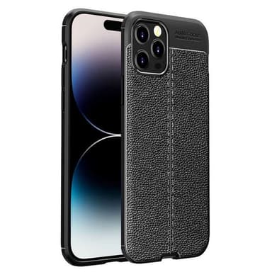 Läder mönstrat TPU skal Apple iPhone 15 Pro - Svart