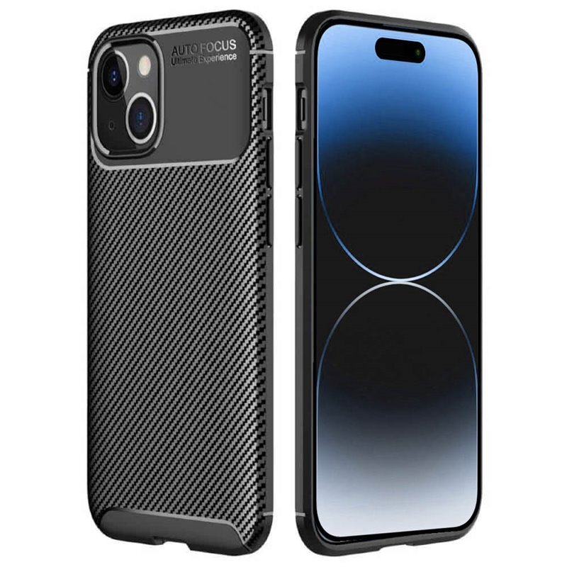 Carbon silikon skal Apple iPhone 15 - Svart