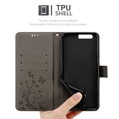 Huawei P10 Plånboksfodral Skal (Grå)