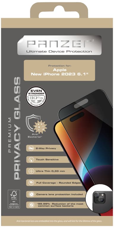Panzer iPhone 15 Full-Fit Privacy skärmskydd