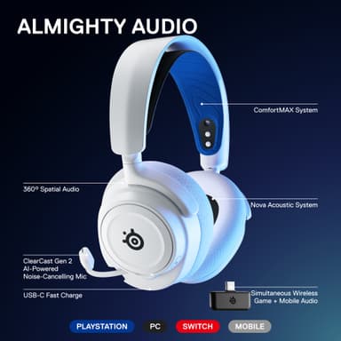 SteelSeries Arctis Nova 7P trådlöst gamingheadset (vit)
