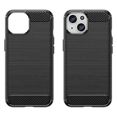 För iPhone 15 Karbon fiber texture Skal Baksida - Svart