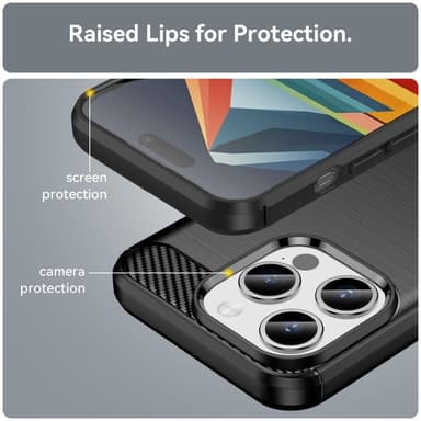 För iPhone 15 Pro Karbon fiber texture Skal Baksida - Svart