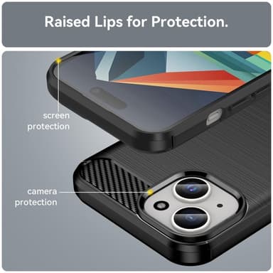 För iPhone 15 Karbon fiber texture Skal Baksida - Svart