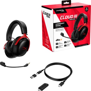 HyperX Cloud III trådlöst gamingheadset (svart/röd)