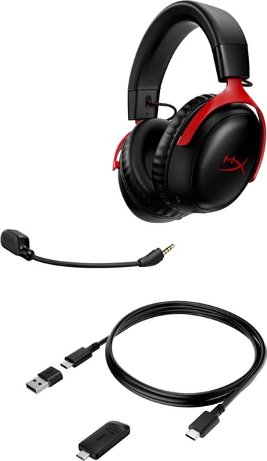 HyperX Cloud III trådlöst gamingheadset (svart/röd)
