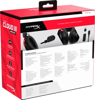HyperX Cloud III trådlöst gamingheadset (svart/röd)