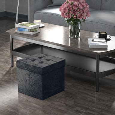 Hopfällbar Sittpall Sittkub 38x38x38cm Fotstöd (svart)