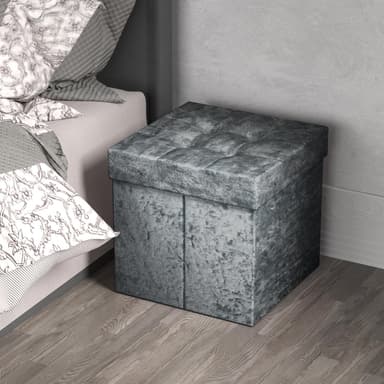 Hopfällbar Sittpall Sittkub 38x38x38cm Fotstöd (grå)
