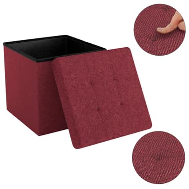 Hopfällbar Sittpall 38x38x38 cm Fotstöd (röd)