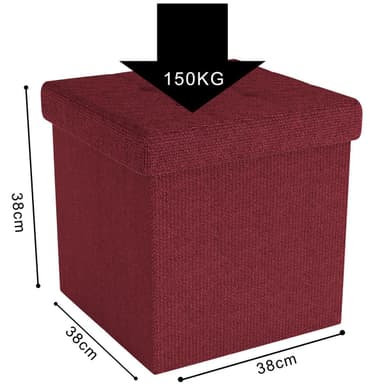 Hopfällbar Sittpall 38x38x38 cm Fotstöd (röd)