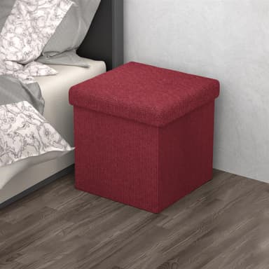 Hopfällbar Sittpall 38x38x38 cm Fotstöd (röd)