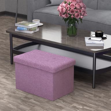 Hopfällbar Sittpall 49x30x30 cm Fotstöd (rosa)