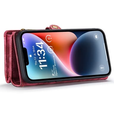CASEME iPhone 15 Plus Retro plånboksfodral - Röd