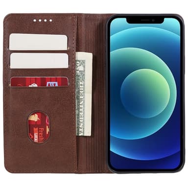 Plånboksställ Telefon Fodral Skal för iPhone 15 Plus - Coffee