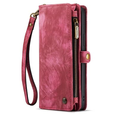 CASEME iPhone 15 Plus Retro plånboksfodral - Röd