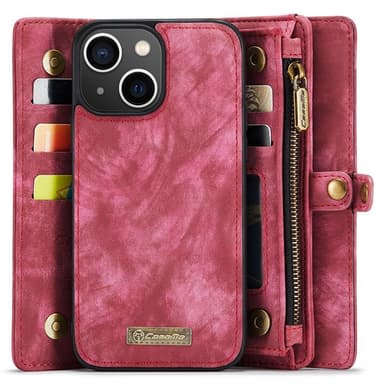 CASEME iPhone 15 Plus Retro plånboksfodral - Röd
