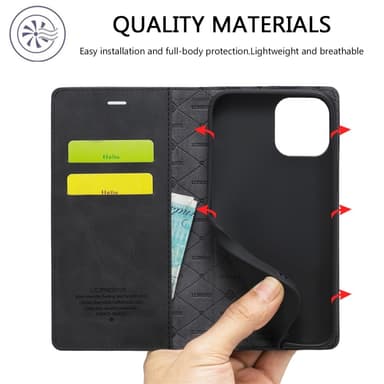 LC.IMEEKE Wallet Case Fodral iPhone 15 - Svart