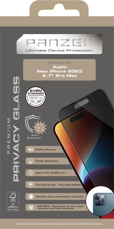 Panzer iPhone 15 Pro Max Full-Fit Privacy skärmskydd