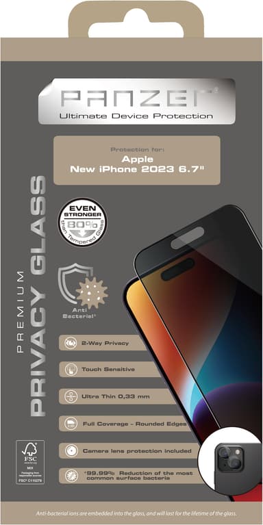 Panzer iPhone 15 Plus Full-Fit Privacy skärmskydd